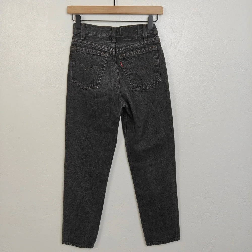 Vintage 90s Levis Women 701 Jeans 24 Black High Waisted Straight Leg Made in USA